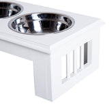 Stainless Steel Pet Feeder 15H cm, PawHut, White