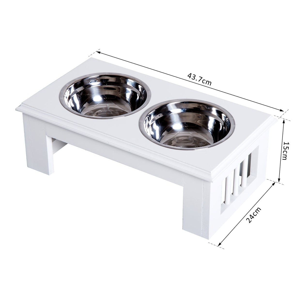 Stainless Steel Pet Feeder 15H cm, PawHut, White