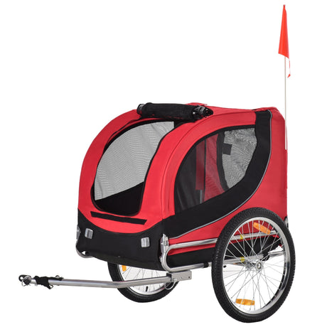 Steel Dog Bike Trailer Pet Cart Carrier for Bicycle Kit Water Resistant with Hitch Coupler Travel, PawHut, Red