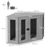 Stylish Corner Dog Crate Furniture with Cushion - Grey, PawHut,