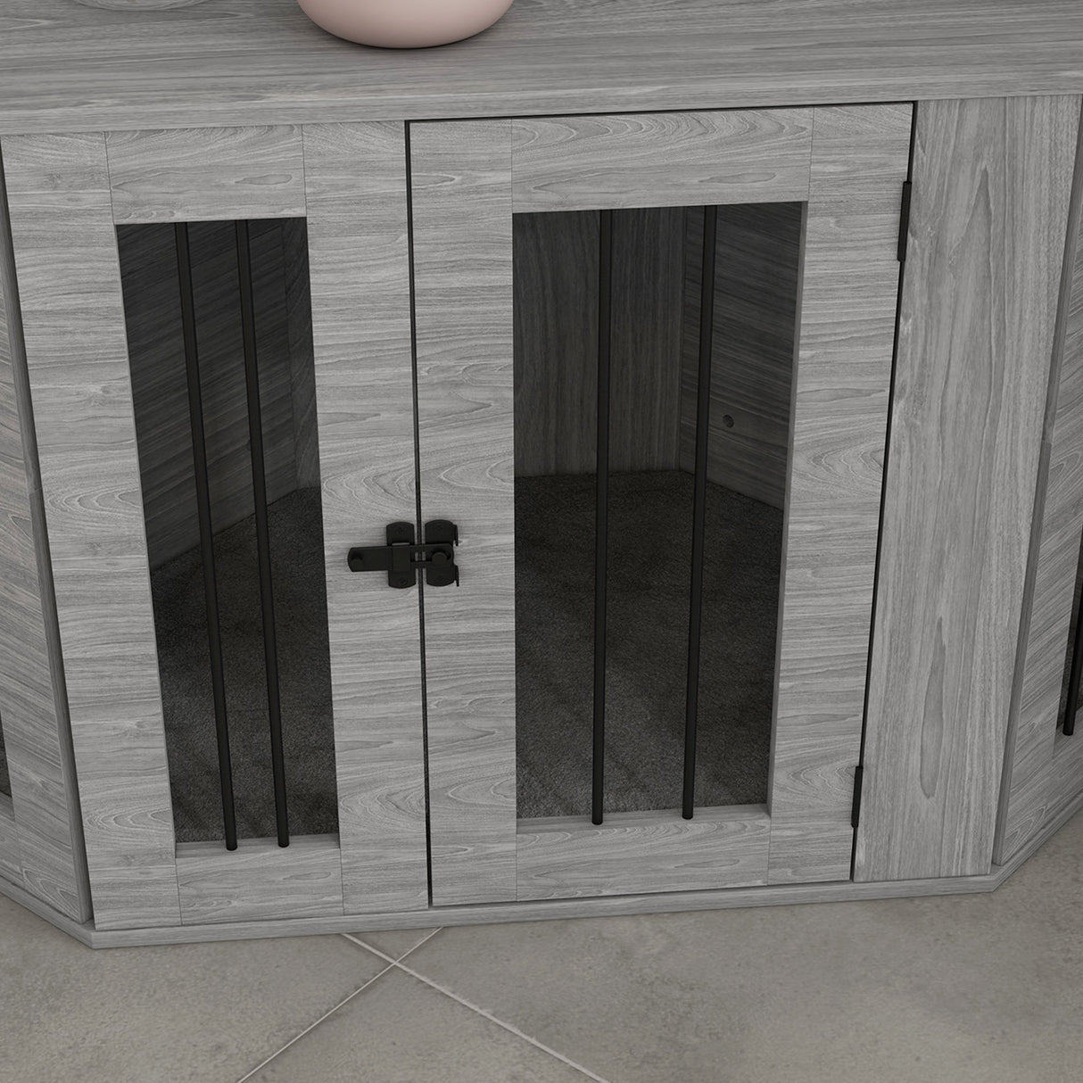 Stylish Corner Dog Crate Furniture with Cushion - Grey, PawHut,