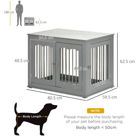 Stylish Dog Crate & End Table Combo for Medium Dogs - Grey, PawHut,