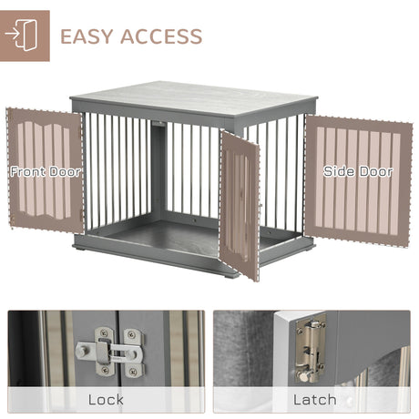 Stylish Dog Crate & End Table Combo for Medium Dogs - Grey, PawHut,