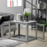 Stylish Dog Crate & End Table Combo for Medium Dogs - Grey, PawHut,