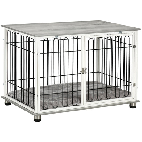 Stylish Dog Crate End Table with Cushion for Small/Medium Dogs, PawHut,