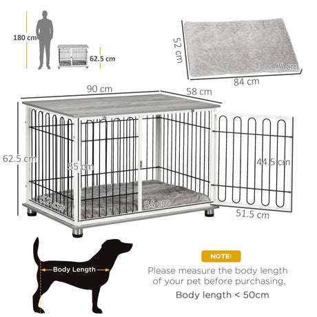 Stylish Dog Crate End Table with Cushion for Small/Medium Dogs, PawHut,