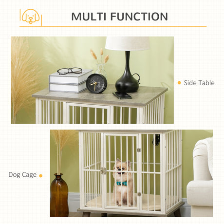 Stylish Dog Crate Furniture with End Table for Small Dogs, PawHut, 64.5 x 48 x 70.5 cm