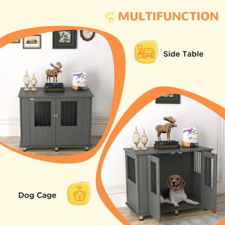 Stylish Dog Crate Table for Medium/Large Dogs with Magnetic Door, PawHut,