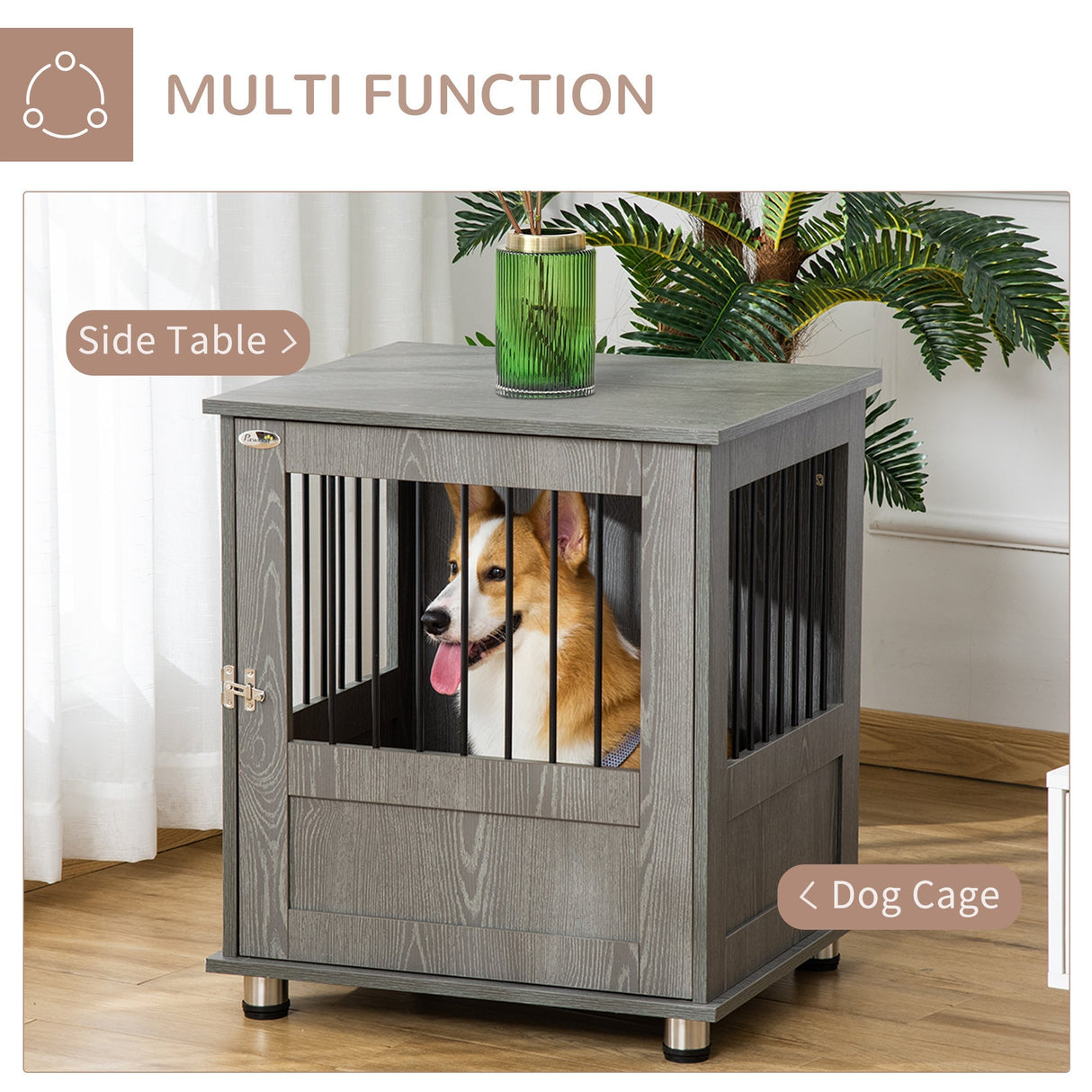 Stylish Dog Crate Table for Small Dogs with Magnetic Door, PawHut,