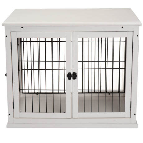 Stylish Furniture-Style Dog Crate with 3 Doors for Small Dogs, PawHut, White