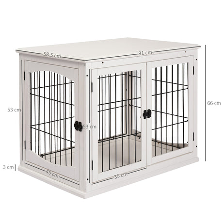 Stylish Furniture-Style Dog Crate with 3 Doors for Small Dogs, PawHut, White