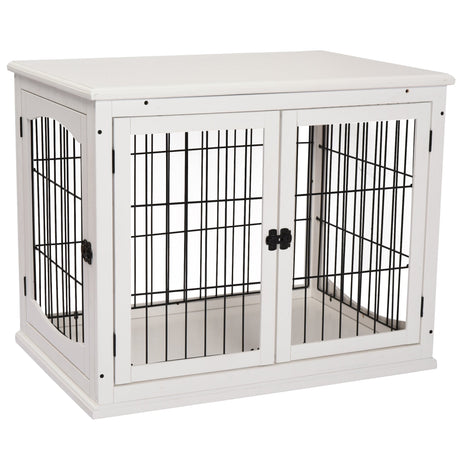 Stylish Furniture-Style Dog Crate with 3 Doors for Small Dogs, PawHut, White