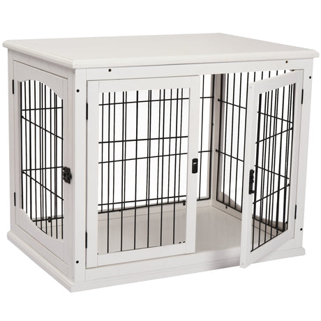 Stylish Furniture-Style Dog Crate with 3 Doors for Small Dogs, PawHut, White