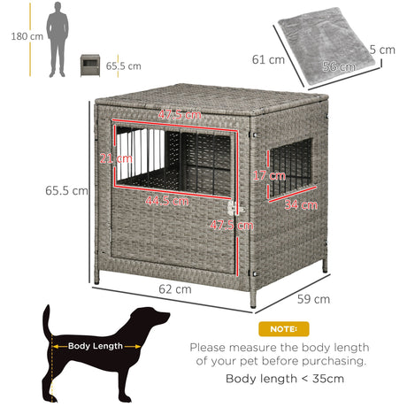 Stylish Wicker Dog Crate for Small Dogs: Lockable Door & Cushion, PawHut,