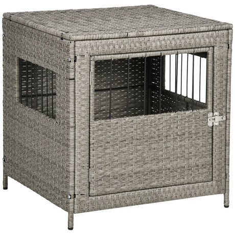 Stylish Wicker Dog Crate for Small Dogs: Lockable Door & Cushion, PawHut,