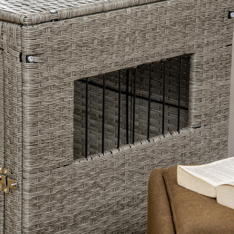 Stylish Wicker Dog Crate for Small Dogs: Lockable Door & Cushion, PawHut,