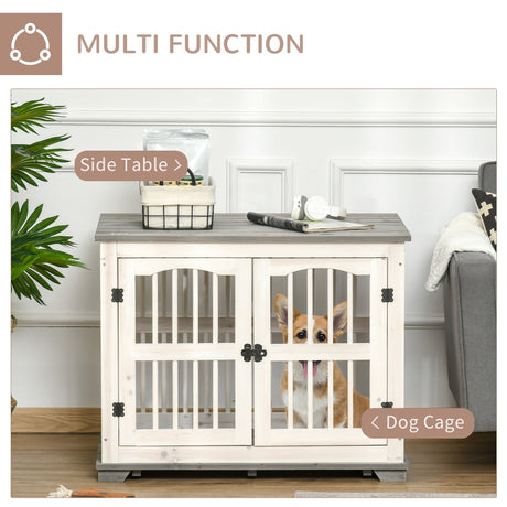 Stylish Wooden Dog Crate & End Table for Small/Medium Pets, PawHut,