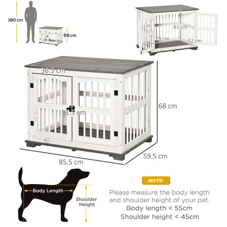 Stylish Wooden Dog Crate & End Table for Small/Medium Pets, PawHut,