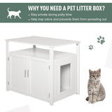 Tabletop Cat Litter Box Furniture with Storage Shelves, PawHut, White