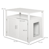 Tabletop Cat Litter Box Furniture with Storage Shelves, PawHut, White