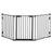 Three-Panel Pet Safety Gate Barrier with Walk Through Door, PawHut, Black