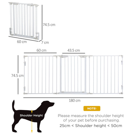 Three-Panel Pet Safety Gate Barrier with Walk Through Door, PawHut, Black