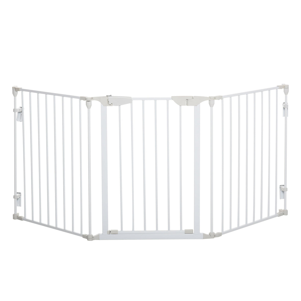 Three-Panel Pet Safety Gate Barrier with Walk Through Door, PawHut, Black