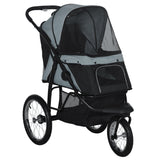 Three - Wheel Foldable Pet Stroller for Small/Medium Dogs, PawHut, Grey