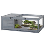 Tortoise House, Small Reptile Wooden House, with Mesh Roofs, Side Panels, for Turtles, Lizards, Geckos and Snakes, PawHut,