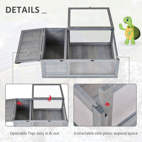 Tortoise House, Small Reptile Wooden House, with Mesh Roofs, Side Panels, for Turtles, Lizards, Geckos and Snakes, PawHut,