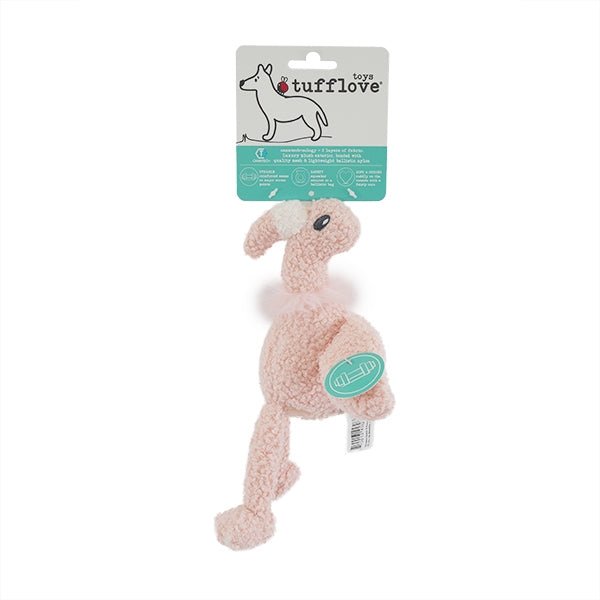 Tufflove Flamingo Dog Toy x3, Rosewood, Small