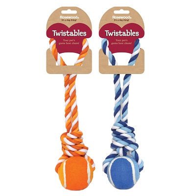 Twistables Tennis Ball Tug Dog Toy, Rosewood,