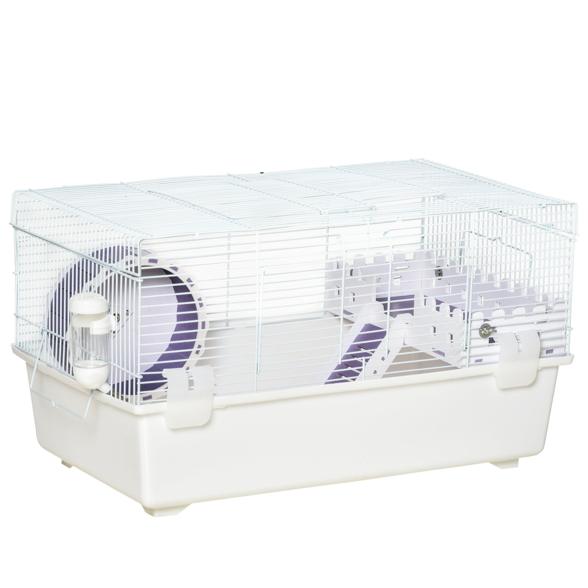 Two-Tier Gerbil & Hamster Cage with Accessories, White, PawHut,