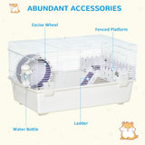 Two-Tier Gerbil & Hamster Cage with Accessories, White, PawHut,