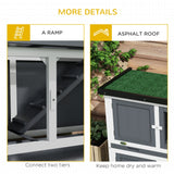 Two-Tier Rabbit Hutch, with Removable Trays, for 1-2 rabbits, PawHut, Grey