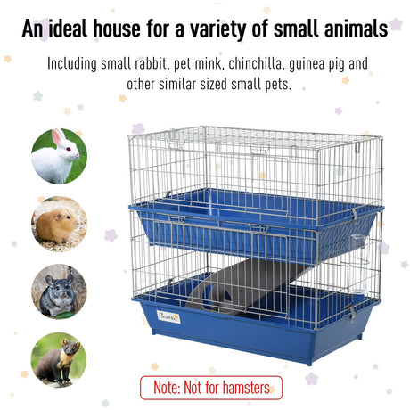 Two-Tier Small Mammal Cage with Ramp and Accessories, PawHut,