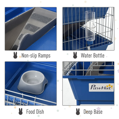 Two-Tier Small Mammal Cage with Ramp and Accessories, PawHut,