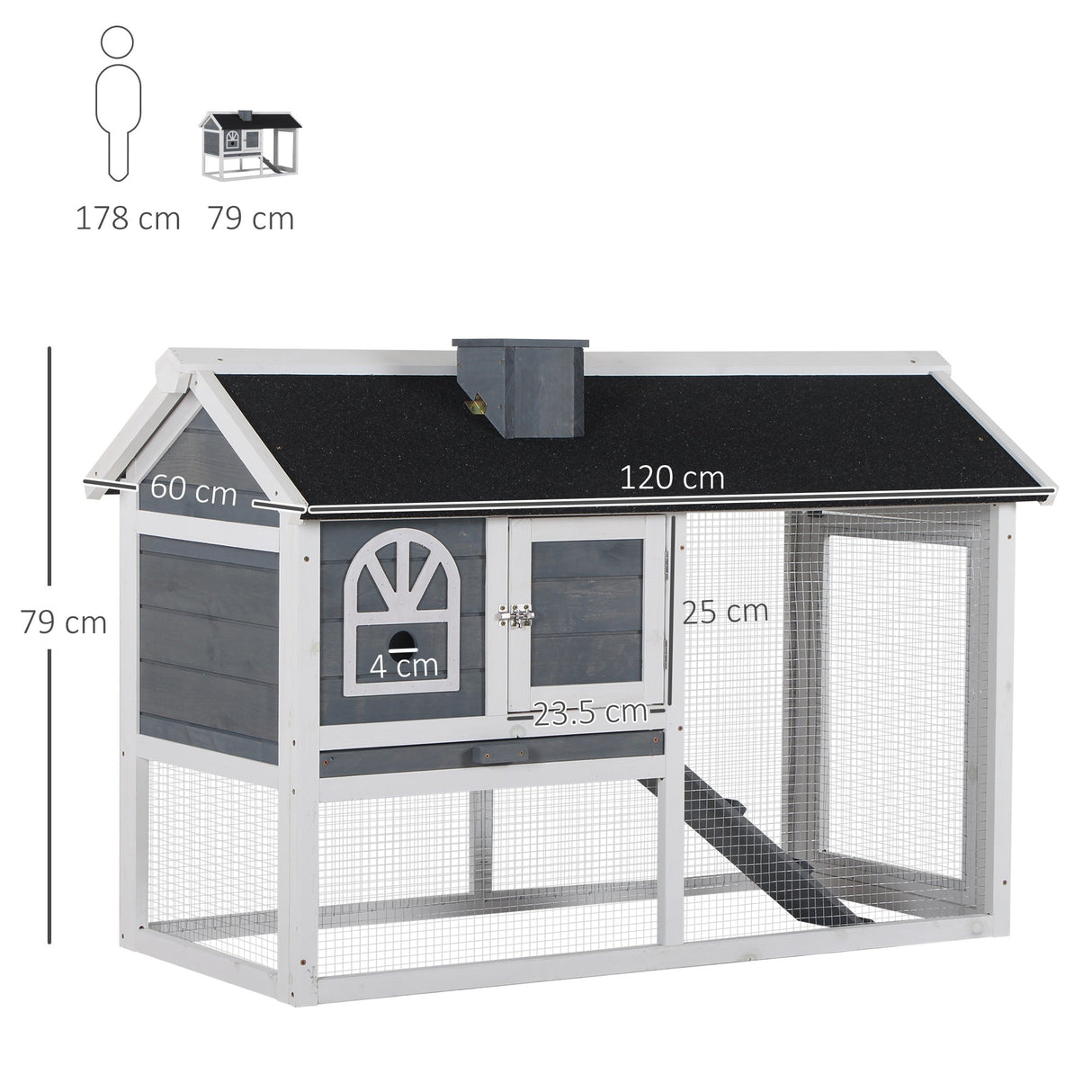 Two Tiers Rabbit Hutch and Run Wooden Guinea Pig Hutch Outdoor with Sliding Tray, Ramp and Water-resistant Roof, for 2-4 Rabbits, PawHut, Green