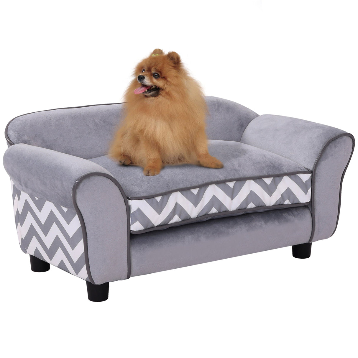 Velvet-Feel Small Dog Pet Bed, PawHut, Black