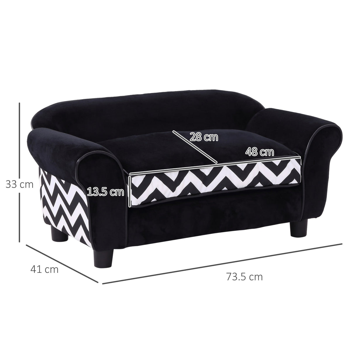 Velvet-Feel Small Dog Pet Bed, PawHut, Black