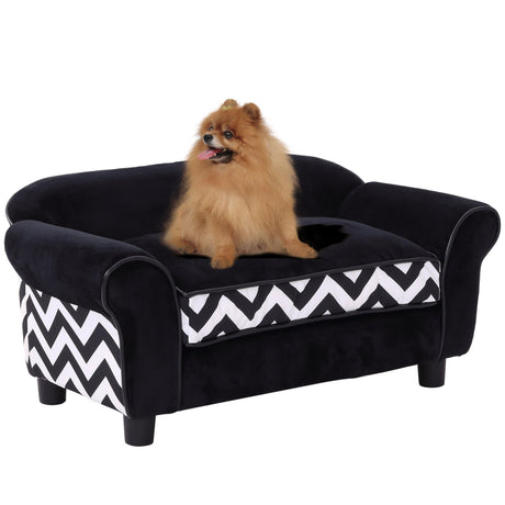 Velvet-Feel Small Dog Pet Bed, PawHut, Black