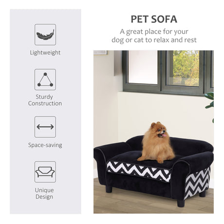 Velvet-Feel Small Dog Pet Bed, PawHut, Black