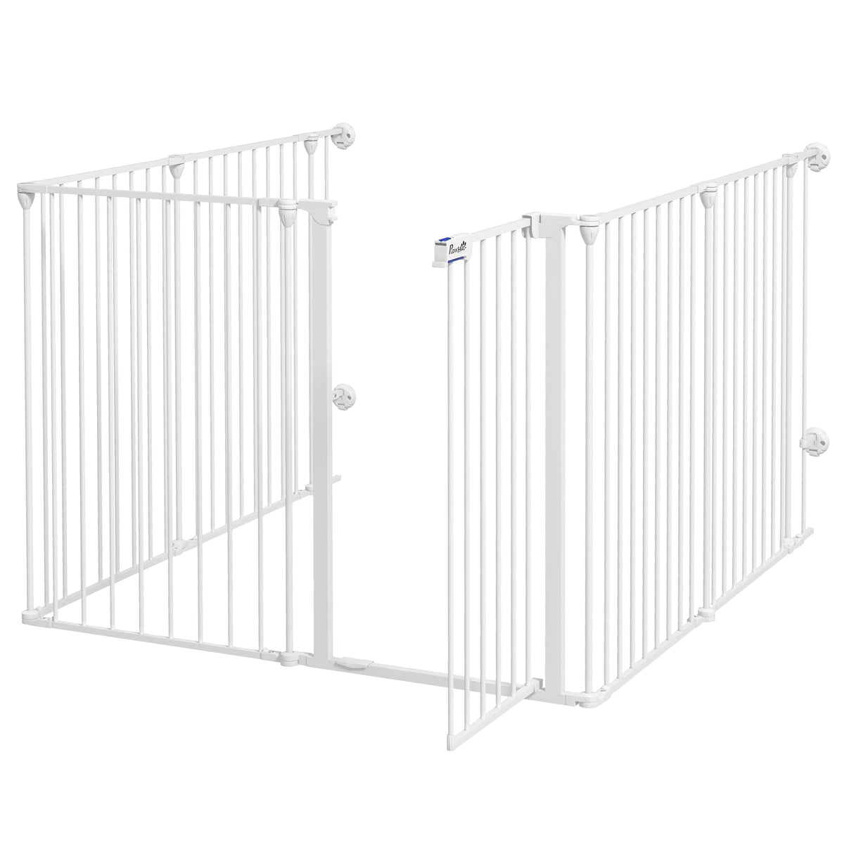 Versatile 6-Panel Puppy Playpen Gate with Auto-Lock Door - White, PawHut,