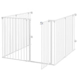 Versatile 6-Panel Puppy Playpen Gate with Auto-Lock Door - White, PawHut,