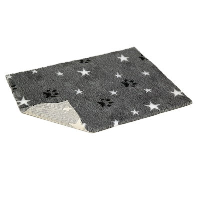 VetBed Nonslip Grey with White Stars & Paws, Petlife, 66cm x 50cm