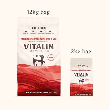 Vitalin Adult Farmhouse Supper with Beef & Veg, Vitalin, 12 kg