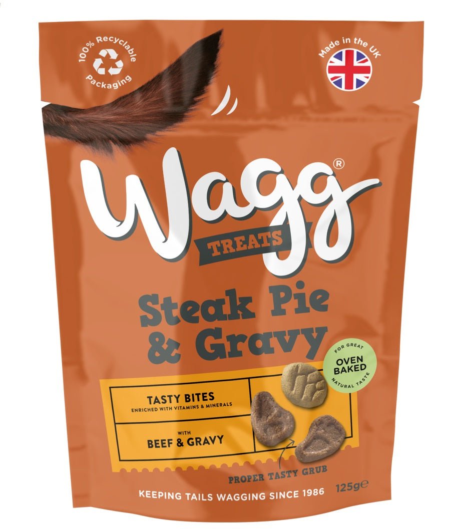 Wagg Steak Pie & Gravy Tasty Bites Treats 7 x 125g, Wagg,