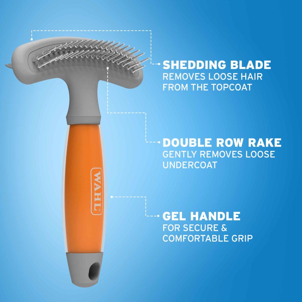 Wahl Double Row Rake & Shedding Blade with Orange Gel Handle, Wahl,