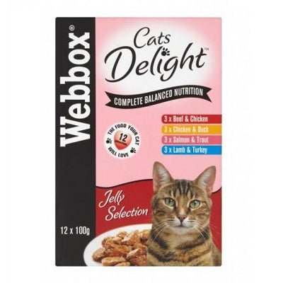 Webbox Cat Delight in Jelly Pouch 4x (12x100g), Webbox,