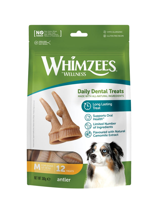 Whimzees Antlers Medium 12 pack x 6, Whimzees,